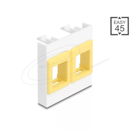 Delock Easy 45 modul két Keystone tartóval, 45 x 45 mm, fehér / sárga (81584)