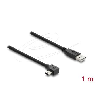   Delock USB 2.0 kábel A-típusú csatlakozódugó - Mini-B típusú csatlakozódugó, jobbra hajlítva, 1 m (81651)