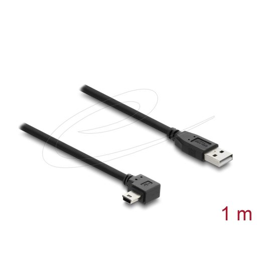 Delock USB 2.0 kábel A-típusú csatlakozódugó - Mini-B típusú csatlakozódugó, jobbra hajlítva, 1 m (81651)