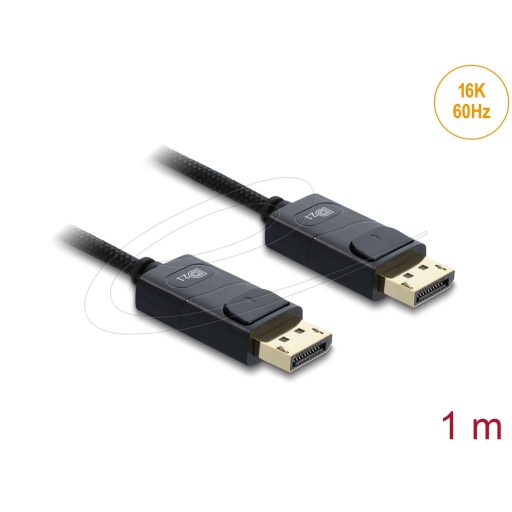 Delock Koaxiális DisplayPort kábel 16K 60 Hz 80 Gbps fonott borítással 1 m (81671)