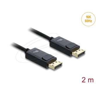   Delock Koaxiális DisplayPort kábel 16K 60 Hz 80 Gbps fonott borítással 2 m (81672)