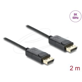   Delock Koaxiális DisplayPort kábel 8K 60 Hz fonott borítással 2 m (81674)