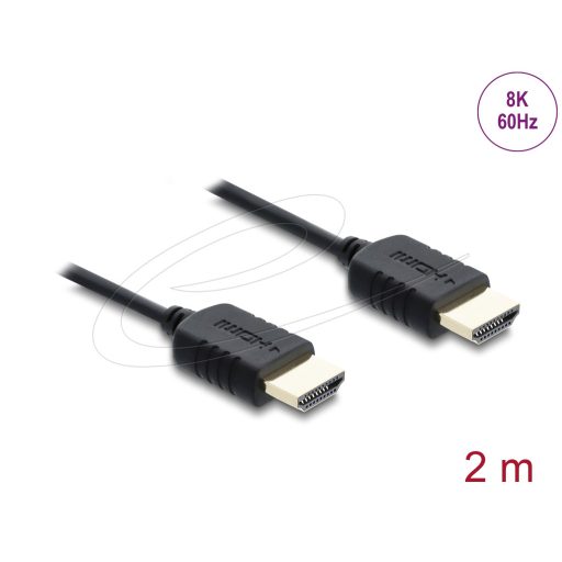 Delock Koaxiális High Speed HDMI kábel 8K 60 Hz 48 Gbps fonott borítással 2 m (81682)