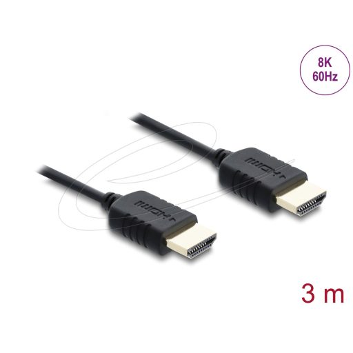 Delock Koaxiális High Speed HDMI kábel 8K 60 Hz 48 Gbps fonott borítással 3 m (81683)