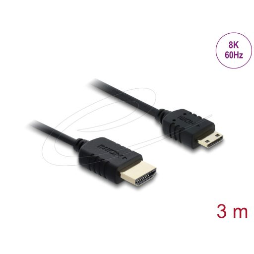 Delock Koaxiális High Speed HDMI kábel HDMI dugó - Mini HDMI dugó 8K 60 Hz 3 m (81686)