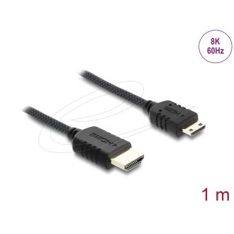   Delock Koaxiális High Speed HDMI kábel HDMI dugó - Mini HDMI dugó 8K 60 Hz fonott borítással 1 m (81687)