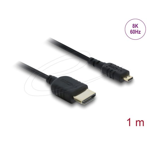 Delock Koaxiális High Speed HDMI kábel HDMI dugó - Micro HDMI dugó 8K 60 Hz 1 m (81690)