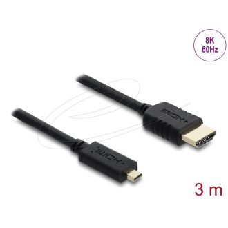   Delock Koaxiális High Speed HDMI kábel HDMI dugó - Micro HDMI dugó 8K 60 Hz 3 m (81692)