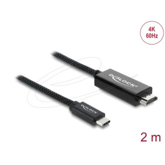   Delock Koaxiális USB Type-C  - HDMI kábel (DP Alt Mode) 4K 60 Hz fonott borítással 2 m (81704)