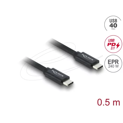 Delock Koaxiális USB 40 Gbps kábel USB PD 3.1 240 W 0,5 m (81705)