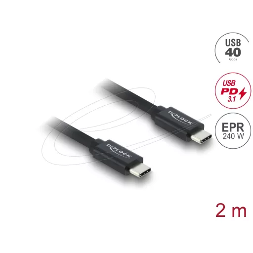 Delock Koaxiális USB 40 Gbps kábel USB PD 3.1 240 W 2 m (81707)