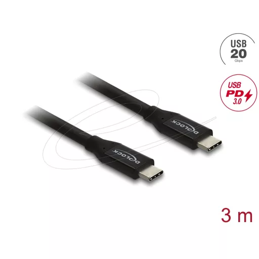 Delock Koaxiális USB 20 Gbps kábel USB PD 3.0 60 W 3 m (81708)
