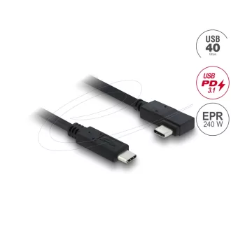   Delock Koaxiális USB 40 Gbps kábel ívelt bal / jobb USB PD 3.1 240 W 1 m (81710)