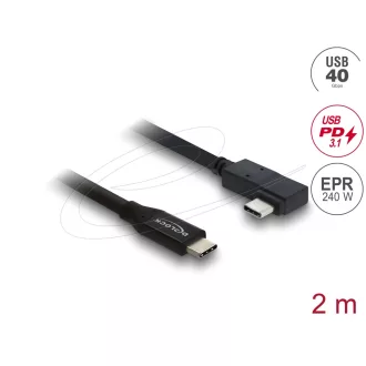  Delock Koaxiális USB 40 Gbps kábel ívelt bal / jobb USB PD 3.1 240 W 2 m (81711)