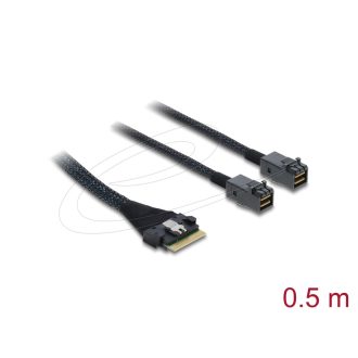   Delock PCIe 4.0 kábel Slim SAS SFF-8654 8i   2 x Mini SAS HD SFF-8643, 0,5 m (82156)
