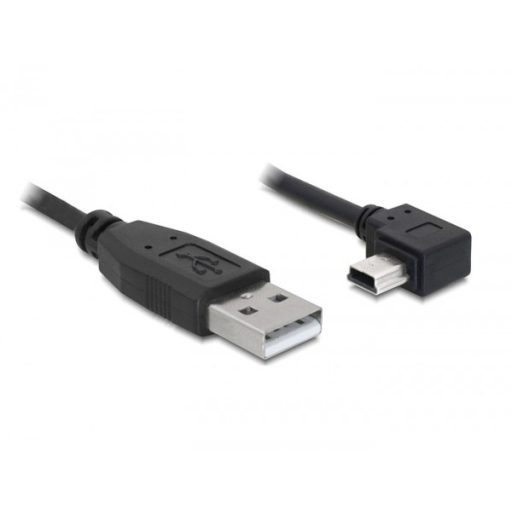 Delock USB 2.0-A apa - USB mini-B 5 tűs  könyök apa átalakító kábel, 5m (82684)