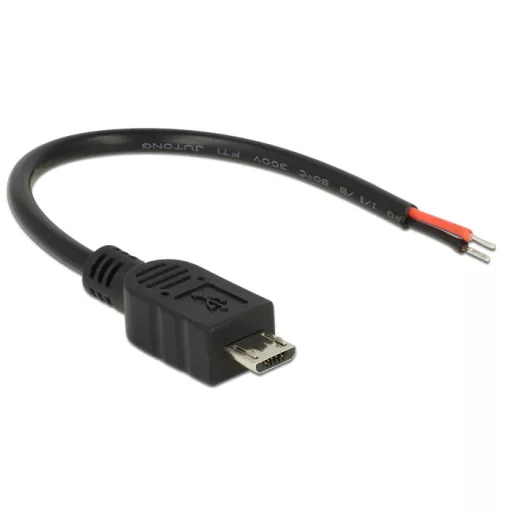 Delock kábel USB 2.0 Micro-B apa > 2 x nyitott vezetékű 10 cm Raspberry Pi (82697)