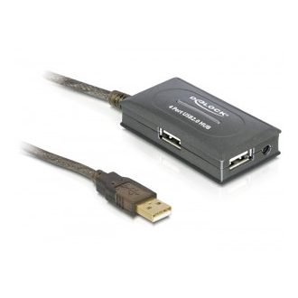   Delock USB 2.0 hosszabbító kábel, 10 m aktív, 4 portos Hub (82748)