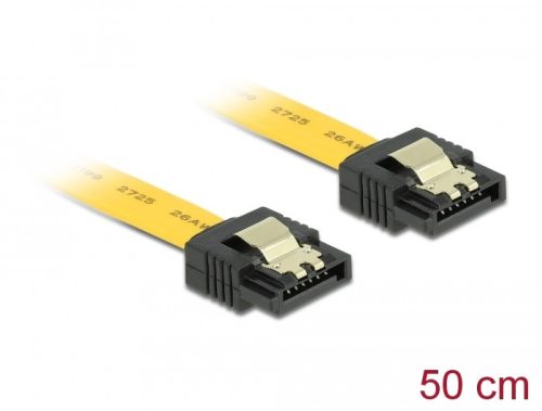 Delock SATA 6 Gb/s egyenes /egyenes kábel, fém, 50 cm (82809)