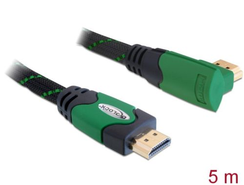 Delock High Speed HDMI-kábel típusú Ethernet   HDMI A dugós > HDMI A dugós derékszögu 4K 5 m