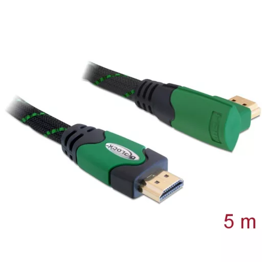 Delock High Speed HDMI-kábel típusú Ethernet   HDMI A dugós > HDMI A dugós derékszögu 4K 5 m (82954)