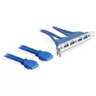   Delock Slot bracket USB 3.0 tűs fejléc 19 tűs 2 x belső > 4 x USB 3.0-A anya külső (82974)