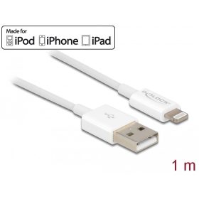   Delock USB adat- és töltőkábel iPhone , iPad  és iPod  készülékhez fehér 1 m (83000)