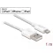 Delock USB adat- és töltőkábel iPhone , iPad  és iPod  készülékhez fehér 1 m (83000)