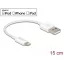 Delock USB adat- és töltőkábel iPhone , iPad  és iPod  készülékhez fehér 15 cm (83001)
