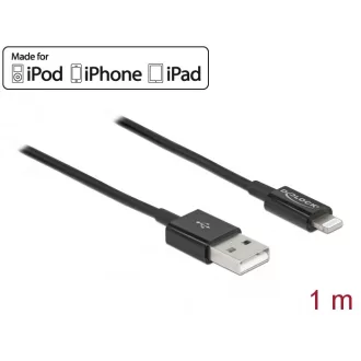   Delock USB adat- és töltőkábel iPhone , iPad  és iPod  készülékhez fekete 1 m (83002)