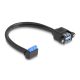 Delock Kábel USB 5 Gbps tűfejes anya 90 -ban hajlított végződéssel és 2 db.-os beépített USB 5 Gbps A-típusú anya végződéssel 50 cm (83007)