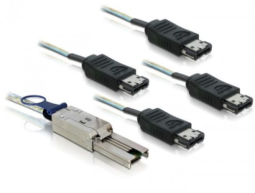 Delock mini SAS 26 tűs - 4db eSATA kábel (SFF 8088 - 4db eSATA) 1m (83064)