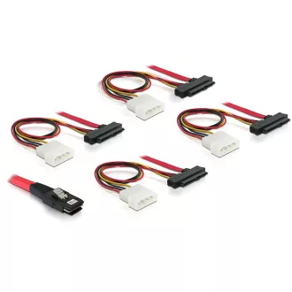   Delock mini SAS 36pin - 4x SAS 29pin (SFF 8087 > 4x SFF 8482 + táp) kábel, 100 cm (83146)