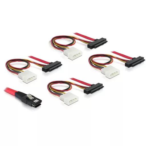 Delock mini SAS 36pin - 4x SAS 29pin (SFF 8087 > 4x SFF 8482 + táp) kábel, 100 cm (83146)