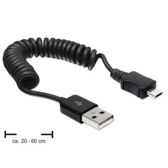   Delock USB 2.0-A male > Micro USB-B apa, spirál kábel (83162)