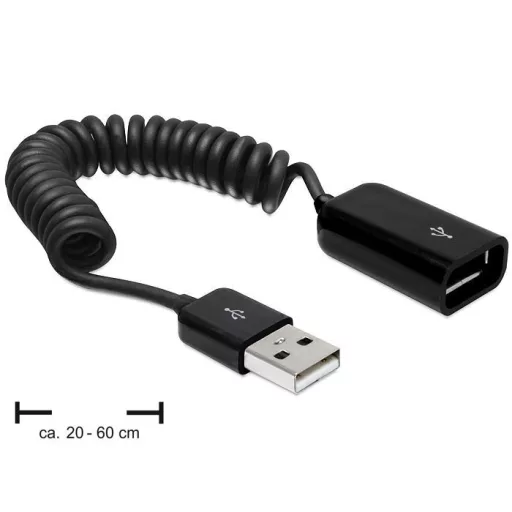 Delock USB 2.0-A hosszabbító kábel / anya spirál kábel (83163)