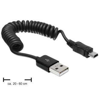   Delock USB 2.0-A anya > USB mini apa spirál kábel (83164)