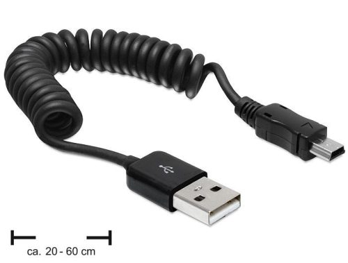 Delock USB 2.0-A anya > USB mini apa spirál kábel (83164)
