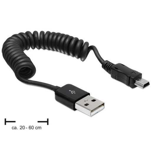 Delock USB 2.0-A anya > USB mini apa spirál kábel (83164)