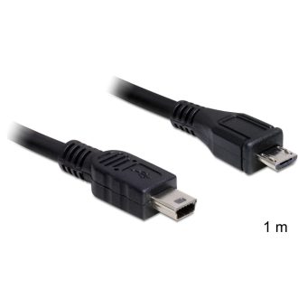   Delock USB 2.0 micro-B apa> USB mini apa kábel, 1 m (83177)