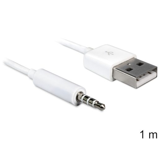 Delock USB-A apa > sztereo jack 3.5 mm apa 4 pin IPod Shuffle kábel, 1 m (83182)