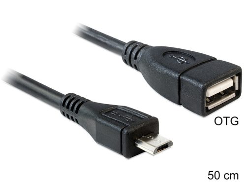 Delock USB micro-B apa > USB 2.0-A anya  OTG kábel, 50 cm (83183)