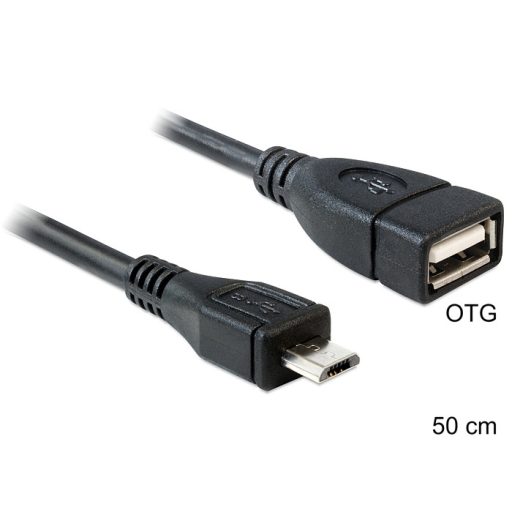 Delock USB micro-B apa > USB 2.0-A anya  OTG kábel, 50 cm (83183)