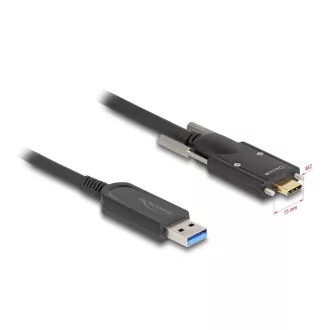   Delock Aktív optikai kábel USB 10 Gbps-A apa - USB Type-C  apa csatlakozó csavarokkal az oldalain, 15 m (83208)