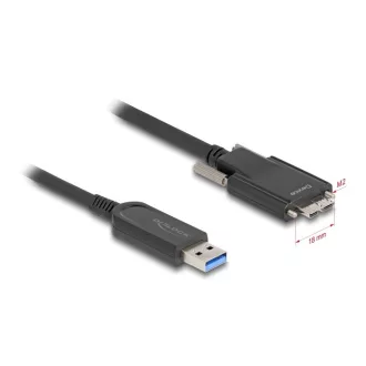   Delock Aktív optikai kábel USB 10 Gbps-A apa > USB 10 Gbps Micro-B Típusú dugó csavarokkal ellátott 5 m (83211)