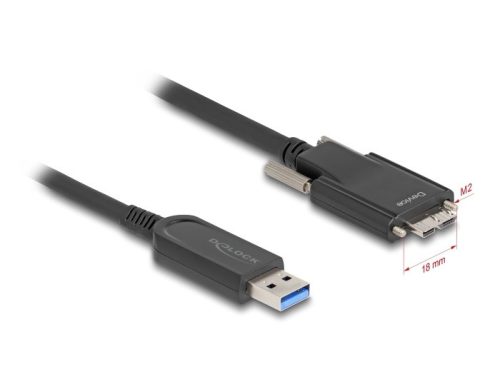 Delock Aktív optikai kábel USB 10 Gbps-A apa > USB 10 Gbps Micro-B Típusú dugó csavarokkal ellátott 5 m (83211)