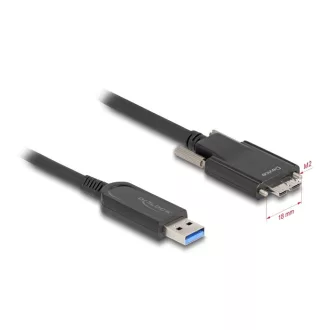   Delock Aktív optikai kábel USB 10 Gbps-A apa > USB 10 Gbps Micro-B Típusú dugó csavarokkal ellátott 10 m (83213)