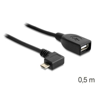   Delock USB micro-B apa > USB 2.0-A anya kábel, OTG, 50 cm, forgatott (83271)