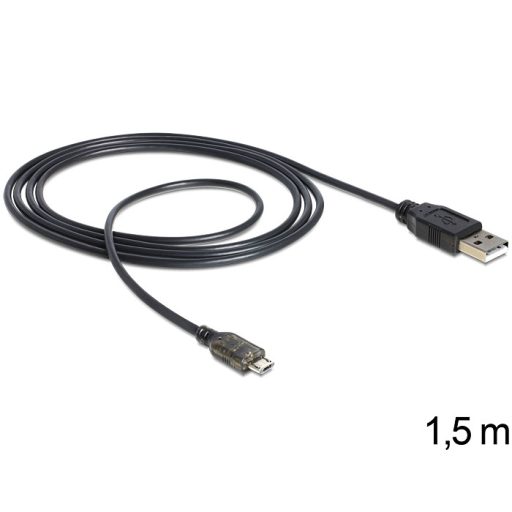Delock USB apa - micro USB-B apa adat- és tápkábel, LED jelzőfénnyel (83272)