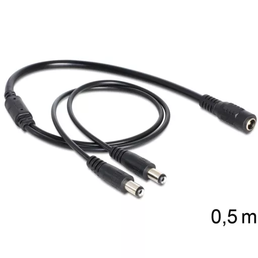 Delock DC elosztókábel, 5.5 x 2.1 mm 1 x anya > 2 x apa (83286)